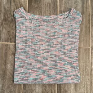 Lou & Grey Pink Teal Multi-Color Textured Long Sleeve Top
